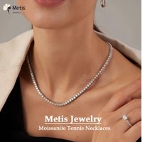 2mm Full D Color Moissanite Tennis Neck Chain Necklace for Woman Man 925 Silver with Certified Party Bridal Necklaces