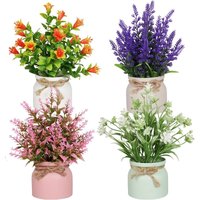 4/6pcs Artificial Flowers Plants with Pot Mini Potted Plants Interior Decoration for Living Room Bedroom Office Desktop Ornament