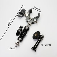 Outdoor Camera Mount Stand for 360 Action Cameras Universal Gimbal 1/4 Thread Large Pipe Clamp Flexible Hose Bracket