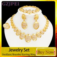 GZJPEI Irregular White Zircon Jewelry Set Dubai Nigerian 18K Gold Color Wedding Jewelry Accessories For Women Party Gift 2026