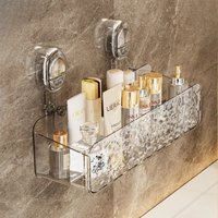 Bathroom Organizer Shower Suction Cup Shelf Basket Light Glacier Pattern Storage Free Shelves for Wall Washroom Rack Shelf