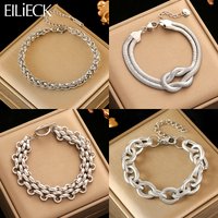 EILIECK 316L Stainless Steel Silver Color Thick Bracelet For Women Trendy Punk Wrist Chain Waterproof Jewelry Gift Party Bijoux