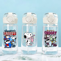 400ml Snoopys Water Bottle with Straw Unisex Portable Cups Cartoon Anime Pattern Printed Sports Bottles Large Capacity Cup Gifts
