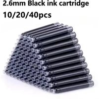 10/20/40 pieces, 2.6mm black ink cartridges, suitable for pens, writing, drawing and office supplies