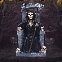 Statue de la Mort Faucheuse Assis sur des Modules, Figurine du Trône, Décoration d'Halloween en Résine, Décorations de Noël