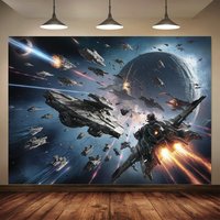 1 piece, Galaxy Space Battle Polyester Flag, 100% polyester, for general holiday room decoration