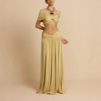 Summer New Sexy Skirt Two Piece Set Women Irregular Off Shoulder Cropped Top A-line Long Skirts 2 Piece Sets Vacation Style