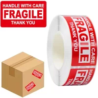 250Paste/Roll Fragile English Warning Label sticker, copper Plate Adhesive Anti-Tamper Fragile ltem Warning Stickers