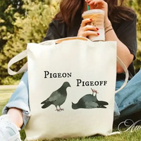 Pigeon Print Pattern Canvas Tote Bag, Large Capacity Suitable for Graduation, Party, Travel, Shopping, Casual Holiday, Unisex