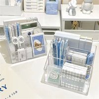 Transparent Desk Pen Holder Multifunction Pen Stand Pencil Storage Box Large Capacity Acrylic Stationery Organizer Desktop