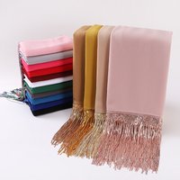 New Sequins Tassel Scarf Arab Muslim Plain Chiffon Hijab Wrap Islamic Shawls Malaysia Long Fringes Headband Women Headwear