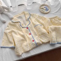 Sweet Checkered Girls' Summer Pajamas: New Short-Sleeve Top and Shorts Set—casual Loungewear Set Suitable for Wearing Outdoors