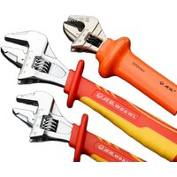 Heavy Duty Insulated Electrician Adjustable Wrench Cushion Grip And Nickel-Plated Surface Anti-Rust