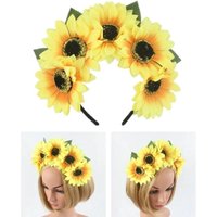 New Cloth Sunflower Headband Yellow Adjustable Flower Shape Hair Hoop Bohemian Style Headband Party