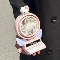 HelloKitty Literary Piano Key Fan Atmosphere Night Light Cute Cat Doll Bedroom Desktop Summer Gift