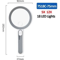 Rechargeable Handheld Illuminated LED Magnifier 5X 6X11X12X 3 Lighting Modes For Reading Repair