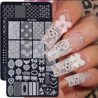 Lace Flower 3D Nail Art Stamping Plate Bow Heart Line Butterfly Printing Template Plate Floral Nail Art Stencils Manicure Tools
