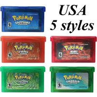 32 Bit Video Pokémon GBA Game Card Bundle USA Version Ruby Sapphire Emerald FireRed LeafGreen Gameboy Advance Cartridge