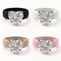 1pc women's heart-shaped diamond silicone ring, 4-color rose gold plated heart-shaped single diamond ring, silicone wedding ring