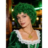 Vibrant Bright Green Fluffy Thick Spiral Curly Synthetic Wig Party Cosplay Stage Vibrant Personality