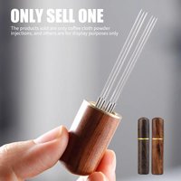 Wooden Coffee WDT Tool with Base, Stainless 6-Pin Coffee Stirrer & Tamper, Nice Christmas Present for Barista