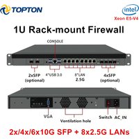 Topton 1U Rack Mount Firewall Mini PC Intel Xeon E5-2699V4 2695V4 C612 X99 4*/2*10G SFP 8*2.5G LAN 2*NVMe 2*SATA NAS Server Host