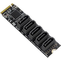 Newest M.2 Key JMB585 For NVME Converter With SATAIII Cable M.2 (PCIe 3.0) To 5 Ports SATA III 6G SSD Adapter Card