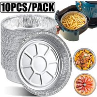 10pc Oil-Proof Aluminum Foil Tin Box Round Disposable BBQ Tray Non-Stick Liner Steaming Basket Mat for Cake Pastry Food Bakeware