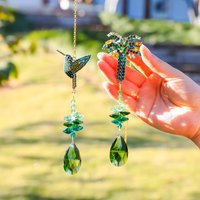 Hummingbird Crystal Suncatcher Garden Hanging Ornament Palm Tree Window Decor Prism Sun Catcher Outdoor Gift