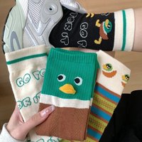 1/4 Pairs Cute Duck and Duck 3D Design Spring New Socks for Children Small and Versatile Cute Middle Socks for Students 2026
