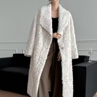 Manteau femme 2025 hiver nouveau manteau de fourrure de couleur unie en vrac fourrure d'agneau intégré ample chaud petit lac mouton genou Long manteau WLF