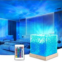Projecteur d'ondulation d'eau 16 couleurs, veilleuse LED rotative dynamique avec gradation à distance, lampe de décoration romantique pour chambre familiale et océan