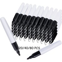 20/40/80 Pcs Mini Black Ink Permanent Marker Pens With Ball Head Keychain Durable Plastic Material For Nurse Office Retail Label