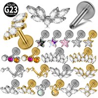 1PCS G23 Titanium Lip Stud Star Horse-eye Elk Design Ear Helix Tragus Cartilage Earring Body Piercing Jewelry Internal Thread