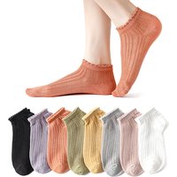 5 Pairs Women Cotton Short Socks Summer Thin Mesh Low Cut Soft Breathable Solid Color No Show High Quality Female Ankle Socks