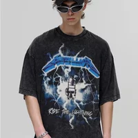 Metallica Band Graphic 2026 Vintage Washed T shirt Cotton Unisex Men‘s Women's T-Shirt Y2k Oversized Streetwear Tee Fans Gifts