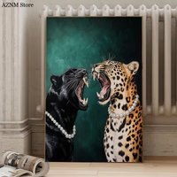 Trendy Cheetah Art Print Poster Emerald Green Leopard Wall Art Canvas Painting Modern Fashion Animal Art Picture Home Decoration