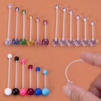 6pcs Flexible Navel Piercing Acrylic Belly Button Ring Pregnancy Sport Industrial Earrings Long Bar Retainer Sexy Body Jewelry
