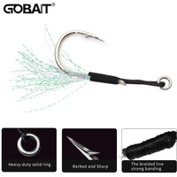 Cast Jig Sharp Assist Hook High Carbon Steel Angle Barbed Thread Feather Fishing Tackle Ring Jigging Tool Pesca Lure Fishhook