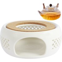 Ceramic Teapot Warmer Hollow Ceramic Teapot Heater with Cork Cushion Heat Resistant Ceramic Coffee Tea Warmer Practical Ceramic