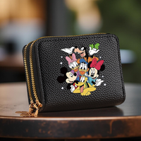 Mickey and Minnie and Donald Large Capacity Double Zipper Wallet with Card Slots For Unisex Back To School Stuff Travel, Daily