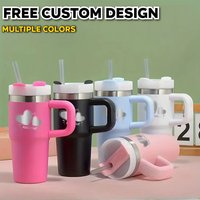 14oz Personalized Name Tumbler with Handle, Stainless Steel Insulated Water Bottle Custom Logo Cup for Travel, Gym, Gift for Her