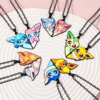 2pcs Eevee Umbreon Espeon Sylveon Jolteon Flareon Necklace Cute Anime Pokemon Charm Jewelry Metal Pendant Birthday Gifts