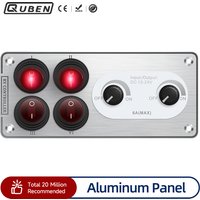 4 Gang Switch 2 Dimmer Aluminum RV Control Panel | Overhead Camp Lights/Work Lights System | 12V Universal for Camper Van