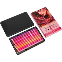 H&B Oil Colored Pencils Art Painting 12/Set,Break-Resistant Lead,Portable Metal Case,Ideal for Sketching,Coloring & Illustration