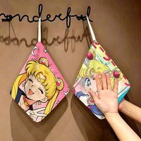 Supernatural Girl S-Sailor Moon Anime Polyester Cotton Hand Wiping Towel, Anti-shrink Hanging Kitchen for Household Cleaning