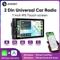 Radio samochodowe AINAVI do uniwersalnych pojazdów, bezprzewodowy Carplay, Android Auto, Bluetooth, 2Din, radio samochodowe, stereo samochodowe, wyświetlacz samochodowy, odtwarzacz MP5, urządzenie