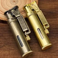 Retro Metal Lighter Old-fashioned Trench Mechanical Grinding Wheel Creative Transparent Oil Tank Yubang Visible Transom