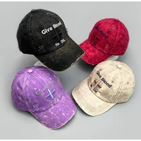 New Unisex Letter Tie-dye Embroidery American Vintage Baseball Hats Versatile Fashion ins Broken Breathable Casual Peaked Caps