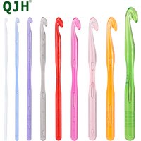 QJH 9Pcs/Set Multi-Coloured Crystal Clear Plastic Crochet Hooks, Ergonomic Resin Crochet Hook - Crochet Enthusiast 3mm - 12mm